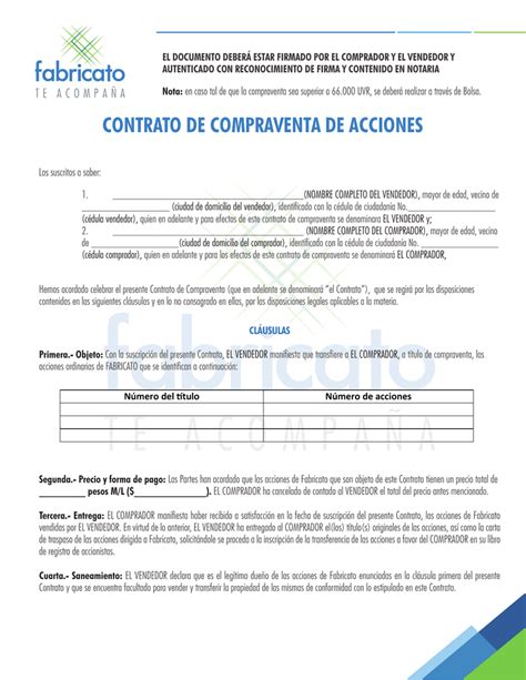 Contrato De Compraventa De Acciones