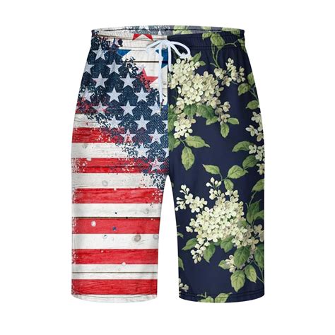 American Flag Shorts Men Swimming Trunks For Men Men S Independence Day Flag Print Elastic Waist