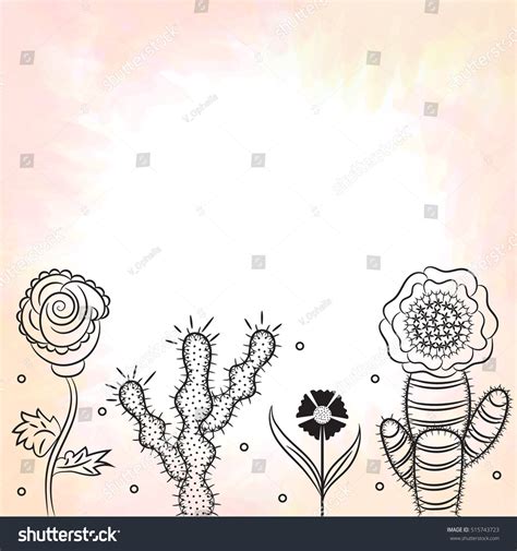 Wild Flowers Rose Cactus Nopal Violet Stock Vector Royalty Free