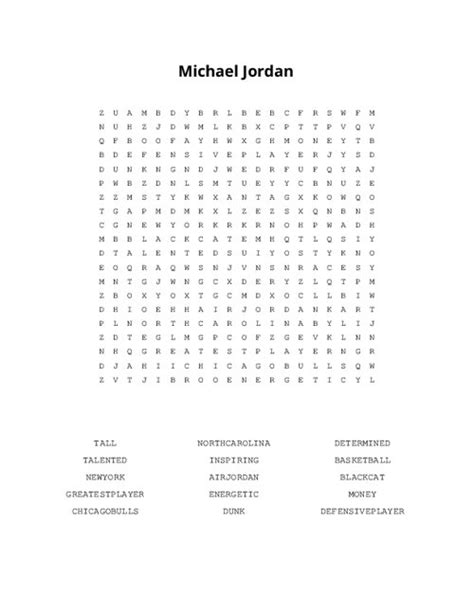 Michael Jordan Word Search Puzzle Word Search Puzzle 46 Off