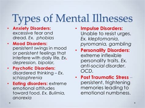 What Are The Different Types Of Mental Illness: Types Of Mental Illness ...