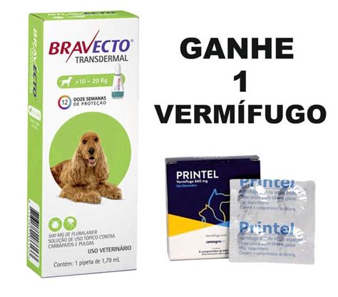 Bravecto Antipulgas Carrapatos e Sarnas para Cães de 10 A 20kg 500mg