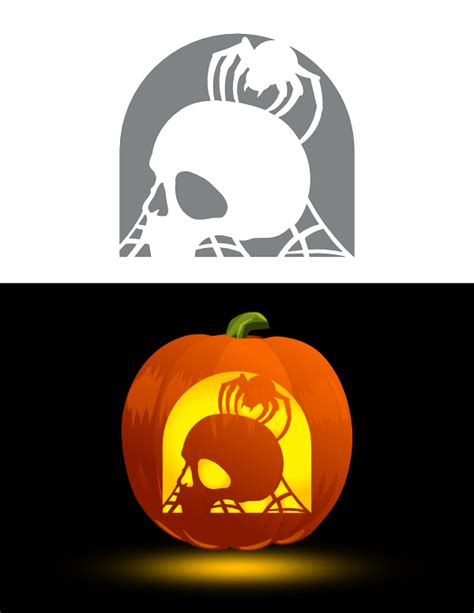 Printable Skull and Spider Pumpkin Stencil