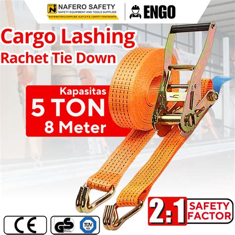 Ratchet Tie Down Cargo Lashing Belt 5ton X 8meter ENGO 2 1 Safety