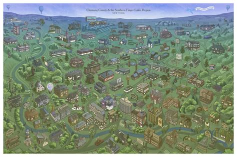 Illustrated Map of Chemung County on Behance