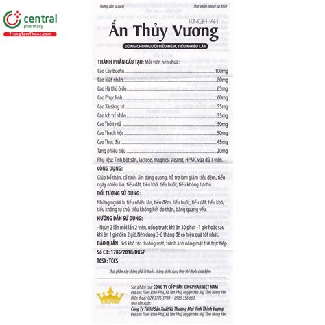 Thuốc Ấn Thủy Vương Kingphar giảm tình trạng tiểu đêm, tiểu nhiều