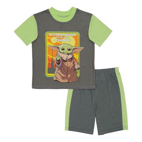 Baby Yoda Boys Pajamas 2pc Star Wars Pj Set Kids Sleepwear 4 10 Grey