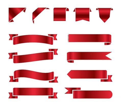 Conjunto De Banners De Cinta Roja Vector Premium