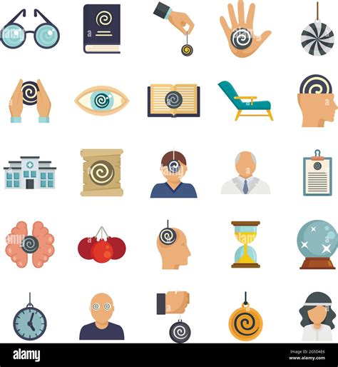 Hypnosis Icons Set Flat Vector Isolated Stock Vector Image Art Alamy