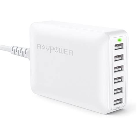 USB Charger RAVPower 60W 12A 6 Port Desktop USB Charging Station With