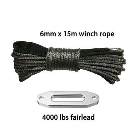 6mm15m Synthetic Rope Add 4000lbs Aluminum Hawse Grandado