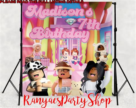 Roblox Girl Backdrop Birthday Backdrop Roblox Girl Party Etsy