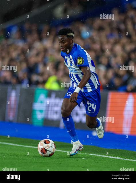 Brighton And Hove Albions Simon Adingra In Action During The Uefa