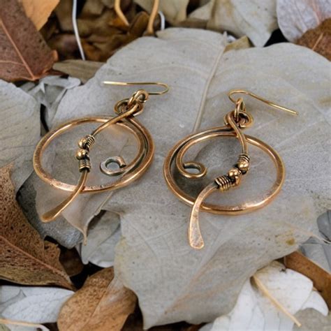 Two Piece Hanging Movement Earrings Copper Wire Wrapped Hoop Earrings