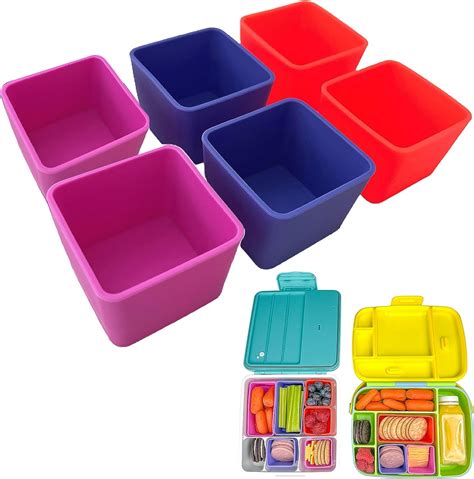 Square Silicone Lunch Box Dividers 6pcs Bento Box Divider 2x2x15