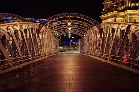 Night View of Anderson Bridge in Singapore. Stock Image - Image of ...