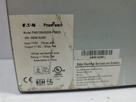 Eaton PW9130N3000R RBM2U S N Ship Spares