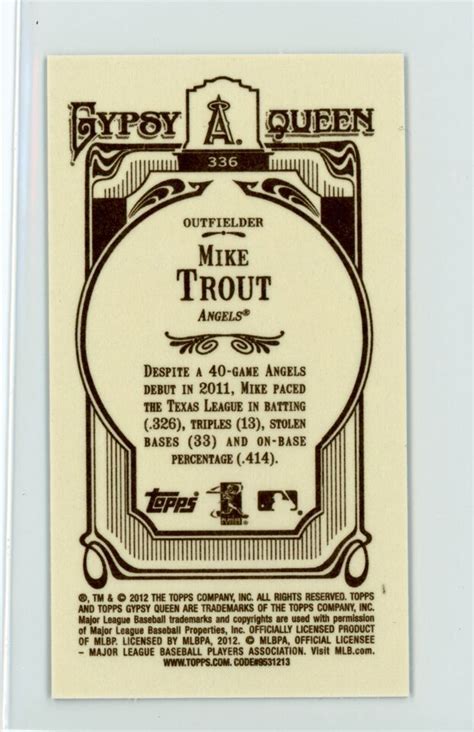 2012 Topps Gypsy Queen Mike Trout Mini Fielding Variation SP 336 EBay