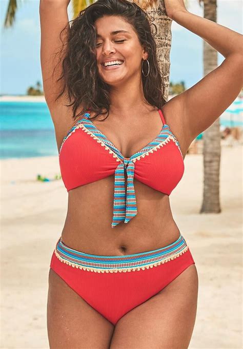 Mentor Tie Front Ribbed High Waist Bikini Set Swimsuits For All