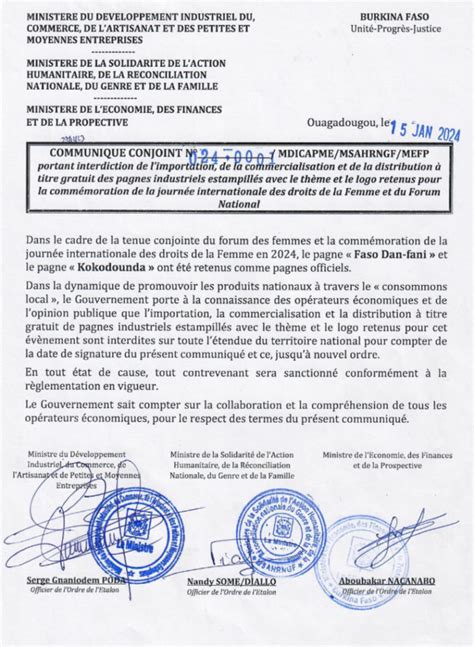 8-Mars 2024 : Interdiction "de l'importation, la commercialisation et