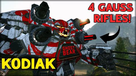 4 GAUSS RIFLES On A KODIAK Mechwarrior Online Kodiak Build