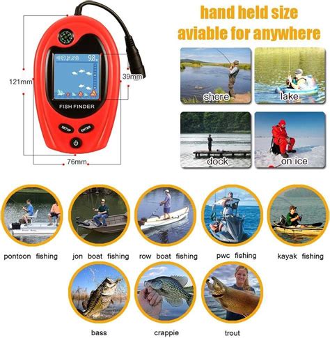 Lucky Sonar Portable Fish Finder Transducer Wired Water Depth Finders