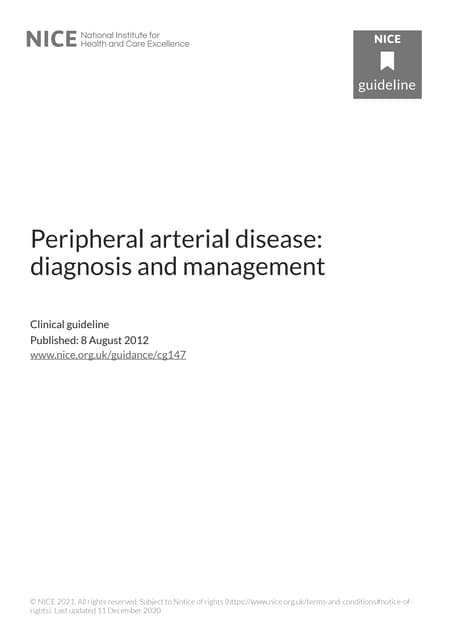 Nice 2020 Peripheral Arterial Disease Diagnosis And Management Pdf