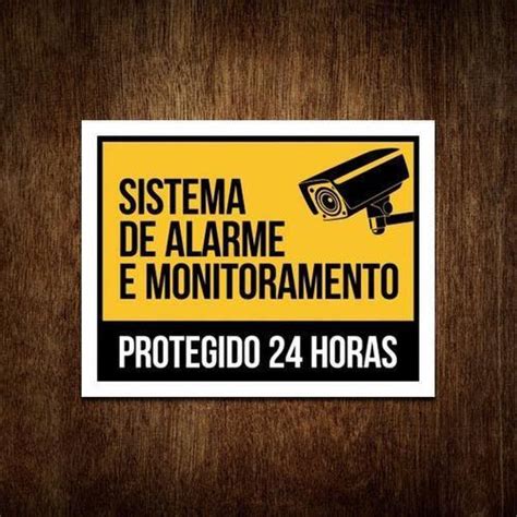 Placa Sistema De Alarme E Monitoramento Protegido 24 Horas Sinalizo