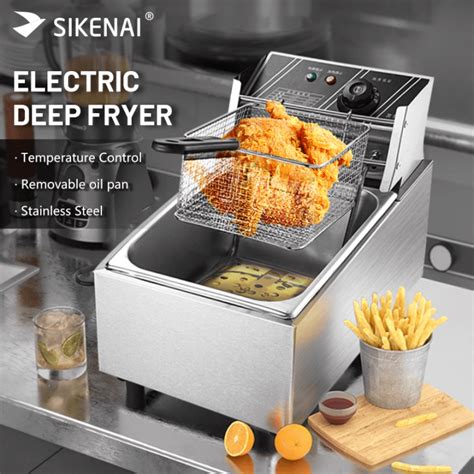 SIKENAI Deep Fryer Electric Pan With Strainer Commercial Electric ...