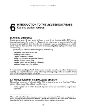 Fillable Online Webpages Uidaho Lesson 6 Introduction To The Access