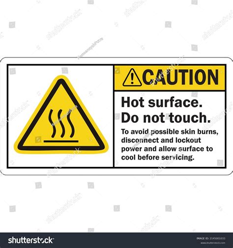 Ansi Caution Safety Label Hot Surface Stock Vector Royalty Free Shutterstock