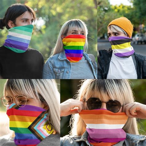 Lgbtq Pride Lightweight Neck Gaiter Progress Pride March Accessory Lesbian Sapphic Pride Gay Men