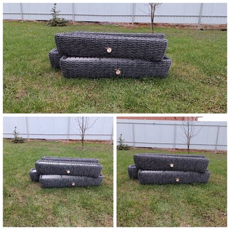 Балконные ящики 80 см Цвет графит | Тень на плетень. Кашпо из ротанга ...