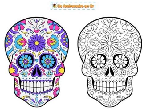 Coloriage Tête de mort mexicaine Un Anniversaire en Or