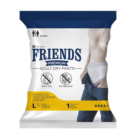 Friends Premium Adult Diapers Pant Style 1 Count L With Odour Lock