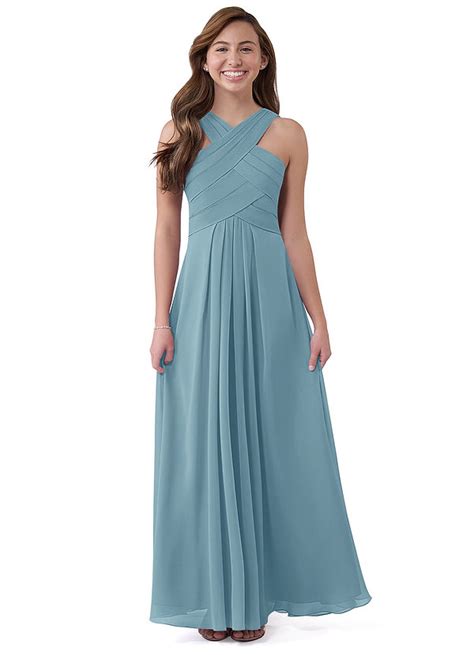 Moody Blue Azazie Kaleigh Jbd Junior Bridesmaid Dresses Azazie