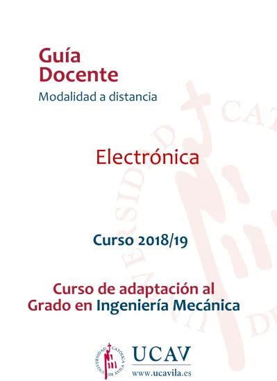 Guía Docente Electrónica Curso 2018 19 Curso de adaptación al Grado