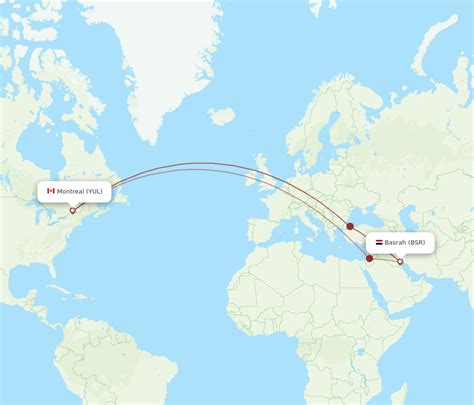 All Flight Routes From Basra To Montreal BSR To YUL Flight Routes