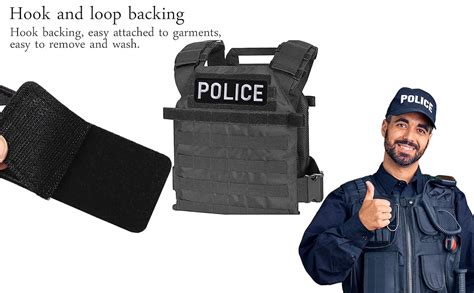 Gygyl 2 Pack Black Police Patch With Hook And Loop For Police Vest Jacket Back Panel 1pcs