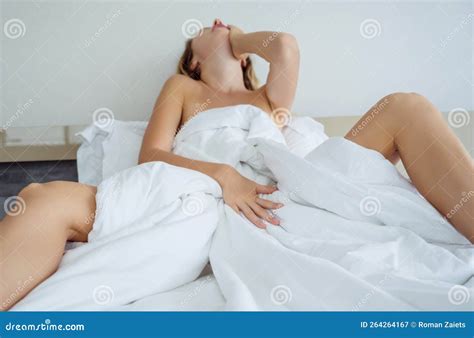 Naked Girl Lying On The Bed And Masturbating Touching Myself Stock Image Image Of Desire