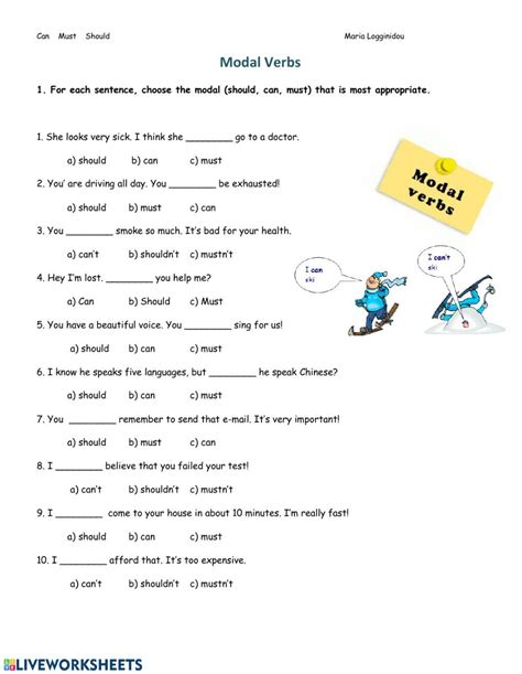 Ejercicio De Can Must Should English Grammar Test English Worksheets