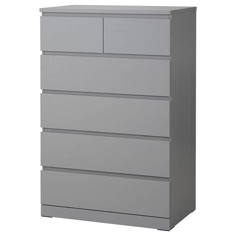 MALM Commode 6 tiroirs gris teinté 80x123 cm IKEA Belgique