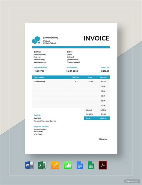 Educational Consultant Invoice Template In Google Docs Google Sheets