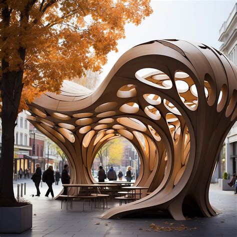 Parametric Architecture For Urban Wooden Futuristic