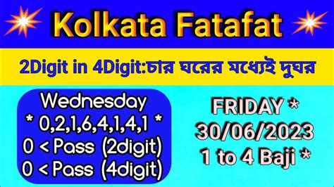 Kolkata Fatafat Free Tips Digit Digit Games Friday To