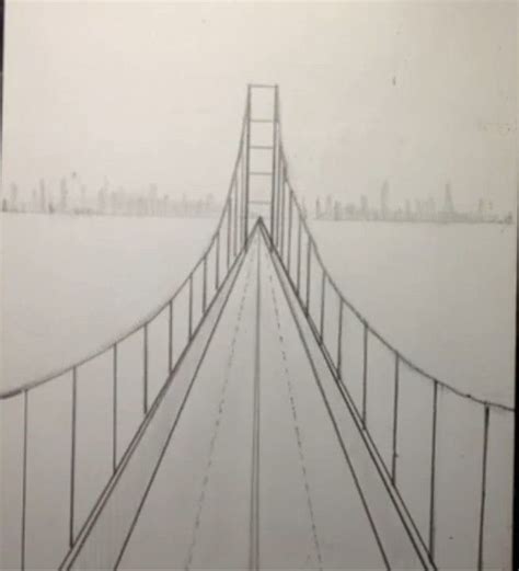 Bridge One point perspective drawing | Perspective drawing, Perspective ...