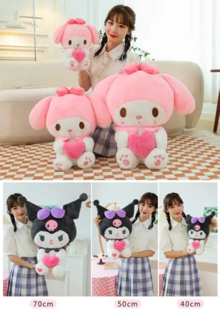 SANRIO HEART PLUSH Doll Cinnamoroll My Melody Kuromi Love Valentines