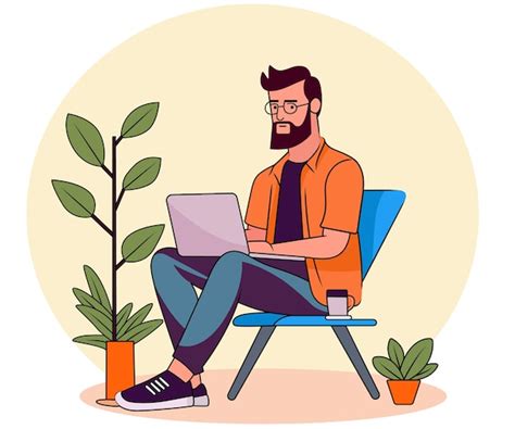 Premium Vector Man Working On Laptop Illustration