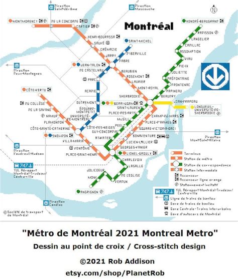 Montreal Metro Map Cross Stitch Pattern Pdf And  Downloads