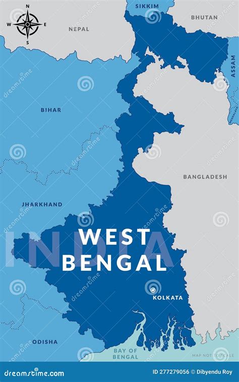 State of West Bengal India with Capital City Kolkata Hand Drawn Map ...